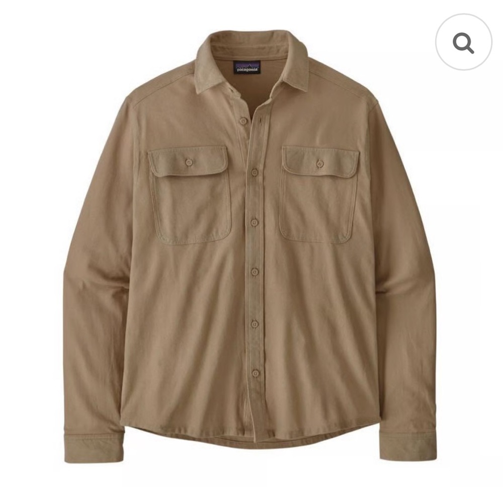 Patagonia Men’s No-Bun Tan Sand Color Long Sleeve Button Down Shirt Size L